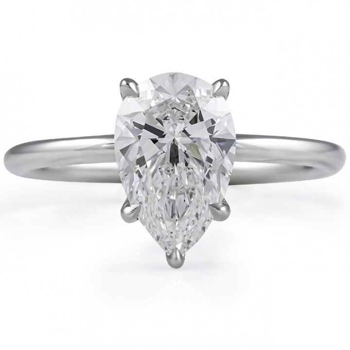 4.00 Ct F VS2 Pear Shaped Lab Grown Diamond Engagement Ring 14k White Gold IGI