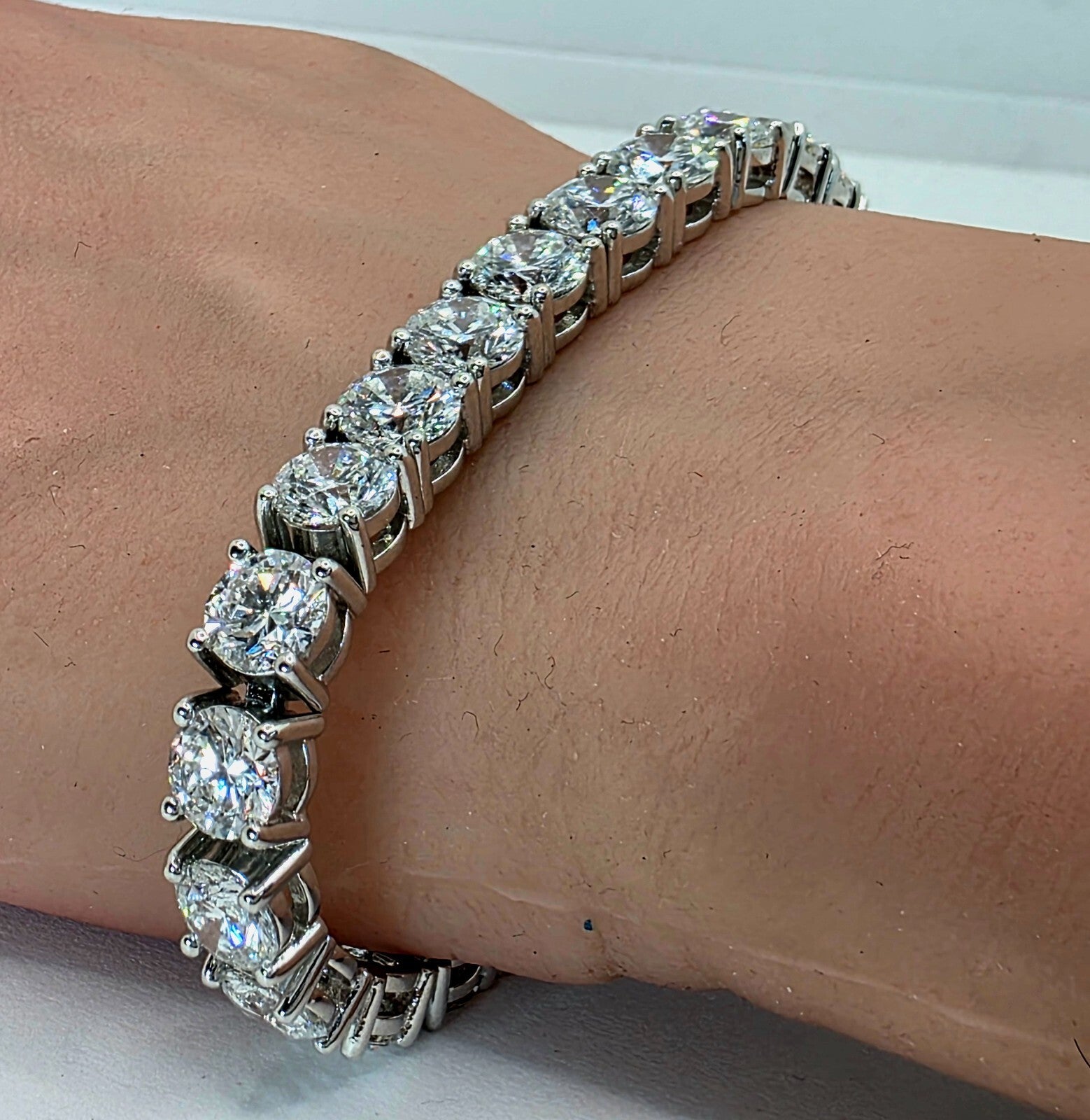 20.61 Ct Lab Grown Diamond Tennis Bracelet 14k White Gold 7" Inches Free Ship