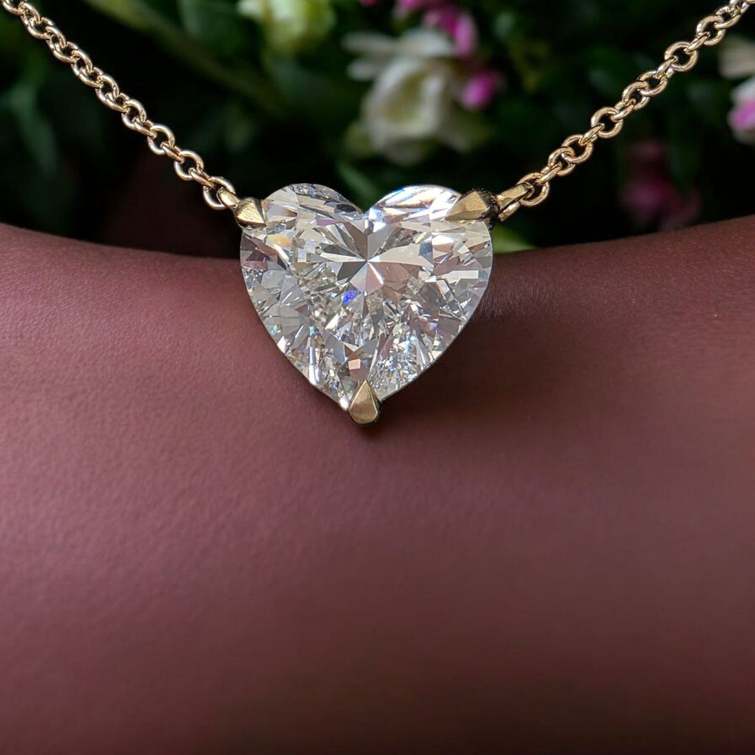 3.00 Ct D VS1 Lab Grown Heart Shaped Diamond Pendant 14k Gold IGI Certified