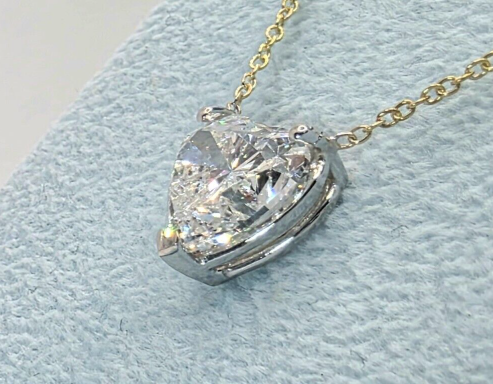 1.00 Ct D VS1 Lab Grown Heart Shaped Diamond Pendant 14k Gold IGI Certified