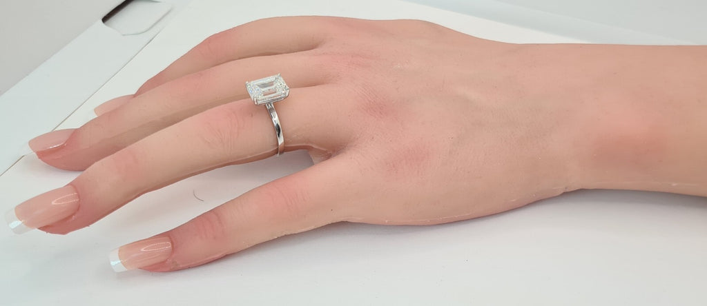 4.00 Carat E VS1 Platinum Emerald Cut Lab Grown Diamond Ring IGI Certified