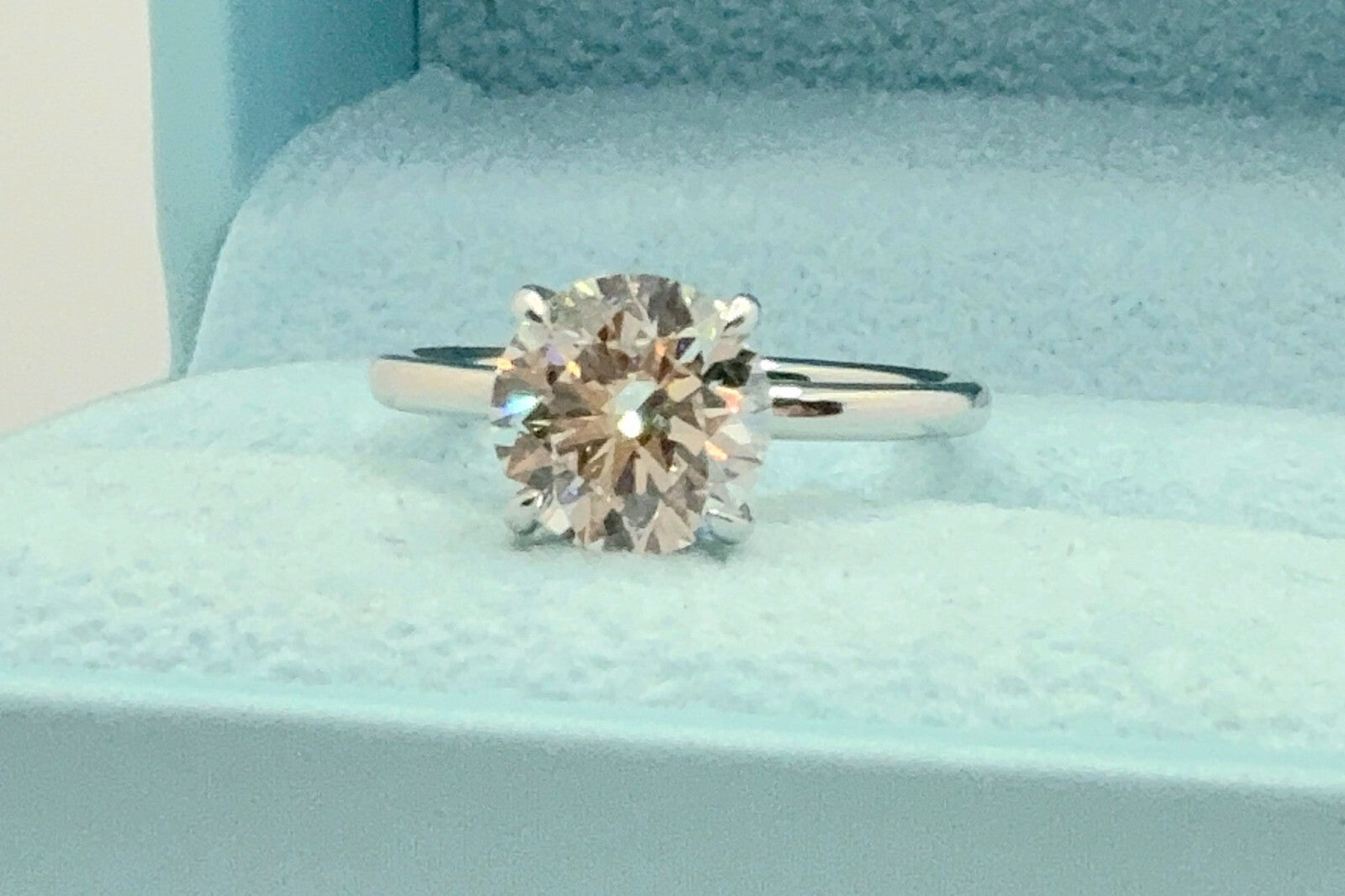 3.00 Ct D VS1 Round Lab Grown Diamond Engagement Ring 14k White Gold IGI Cert