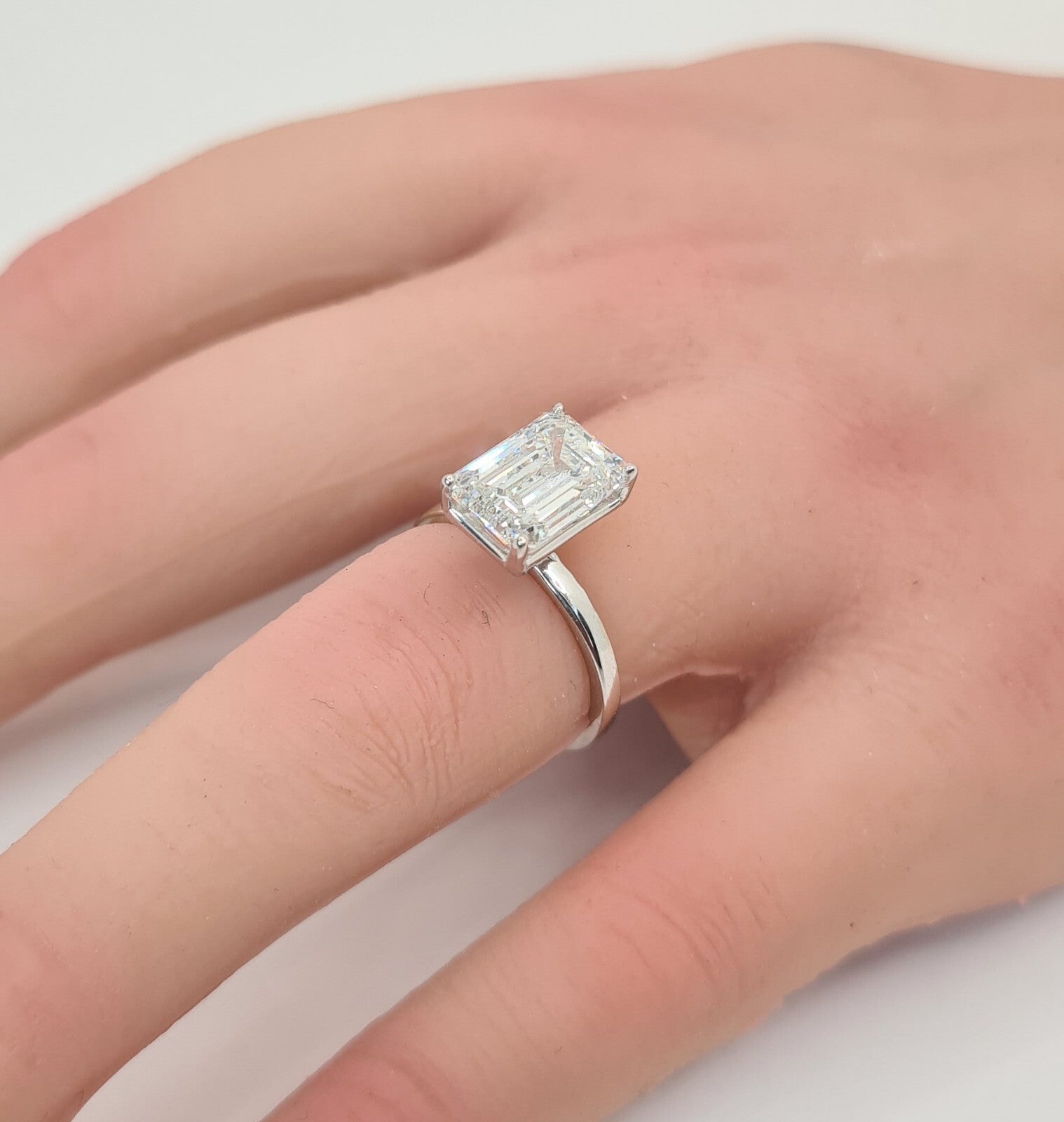 6.00 Carat H VVS2 14k Yellow Emerald Cut Lab Grown Diamond Ring IGI Certified