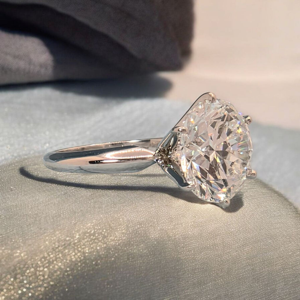 4.00 Ct D VS1 Round Solitaire Platinum Lab Grown Diamond Ring IGI Certified
