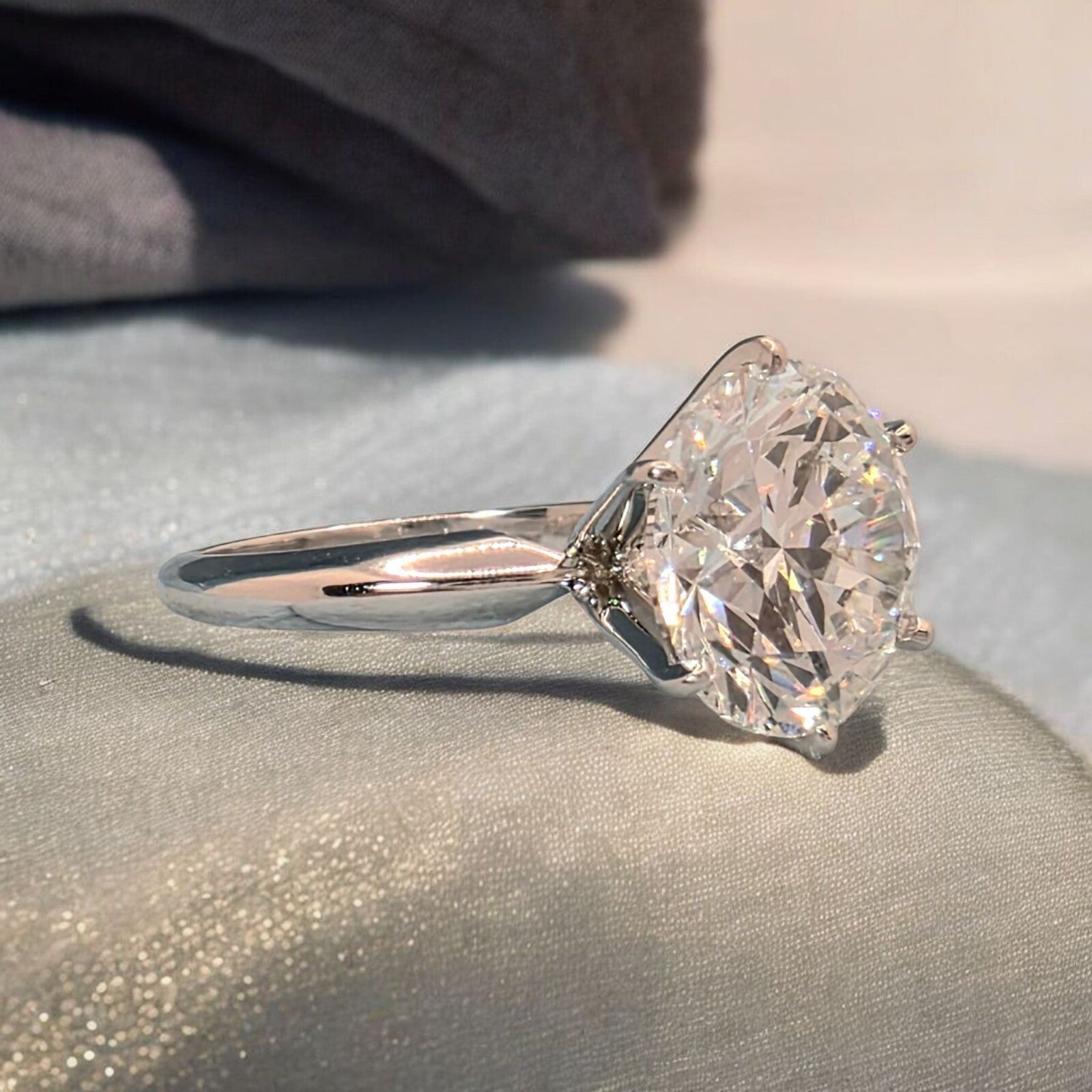 4.00 Ct D VS1 Round Solitaire Platinum Lab Grown Diamond Ring IGI Certified