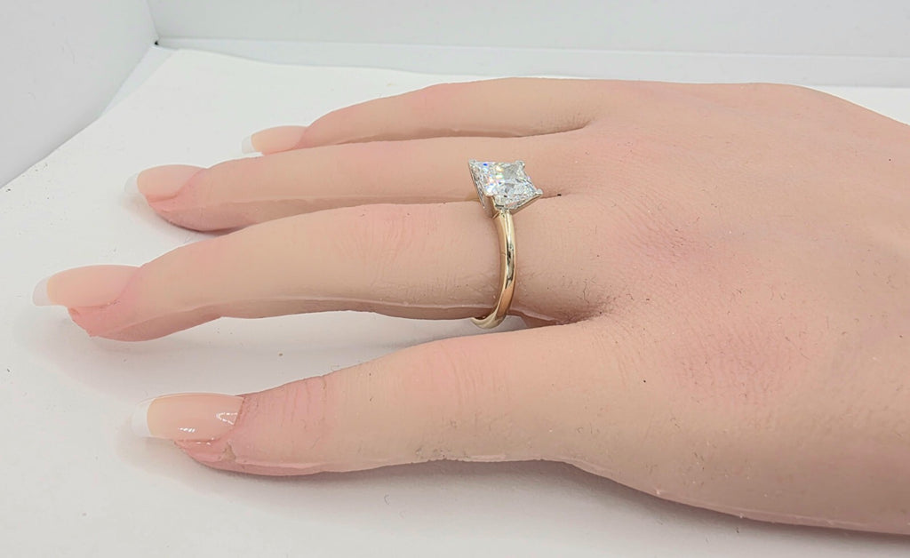3.00 Carat E VS1 Princess Cut Lab Grown Diamond Engagement Ring 14K Two Tone IGI