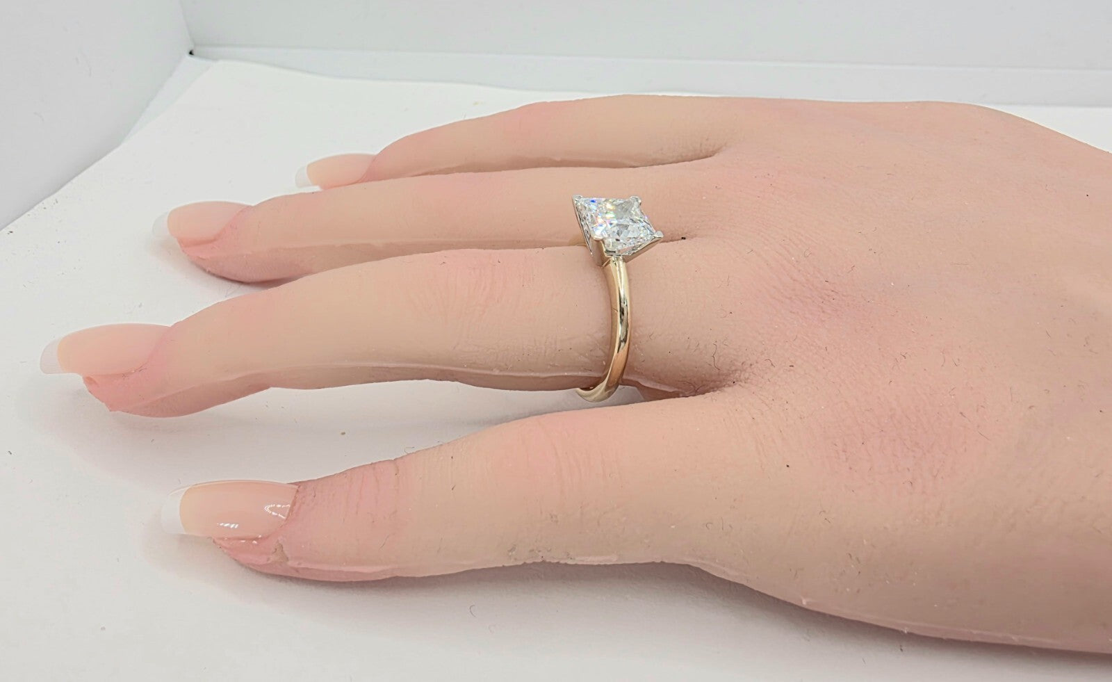 3.00 Carat E VS1 Princess Cut Lab Grown Diamond Engagement Ring 14K Two Tone IGI