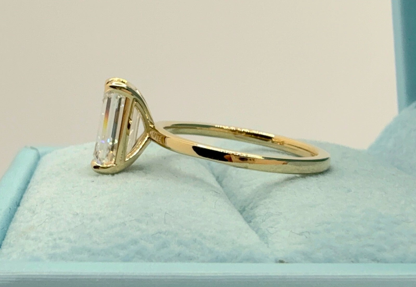 4.00 Ct D VS1 Emerald Cut Diamond Ring Lab Grown IGI Certified 14k Yellow Gold