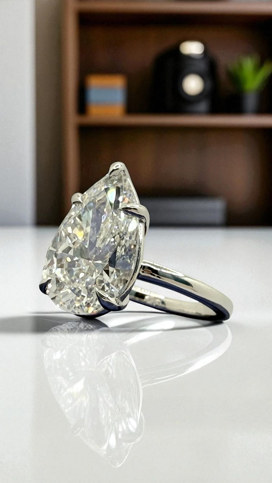 4.00 Ct Pear Shape E VS1 Diamond Ring Lab Grown Diamond IGI Certified 14k White