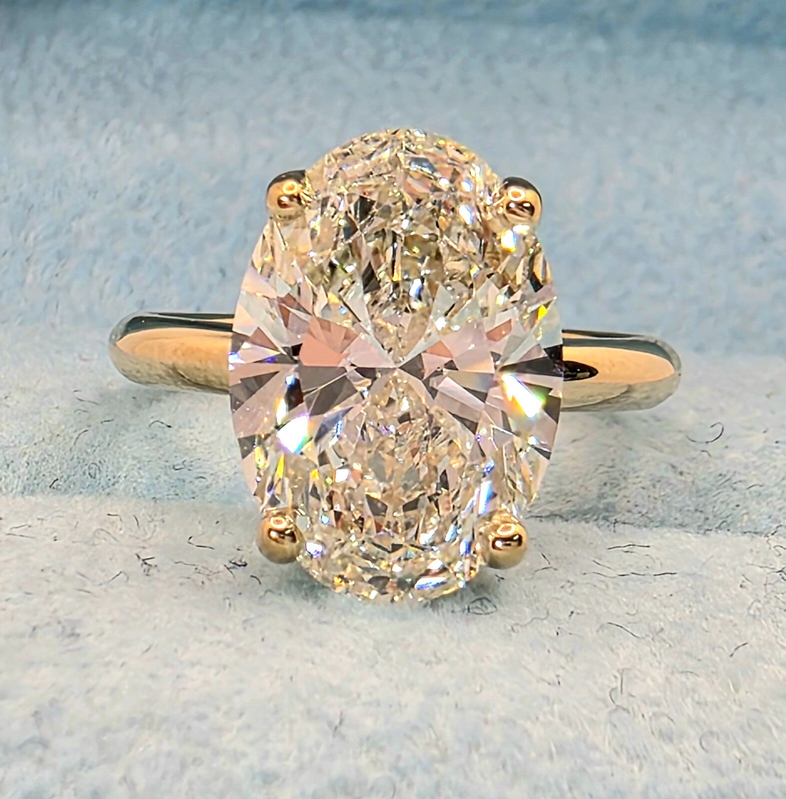 5.00 Ct D VS1 Oval Lab Grown Diamond Ring IGI Certified 14k Yellow Gold