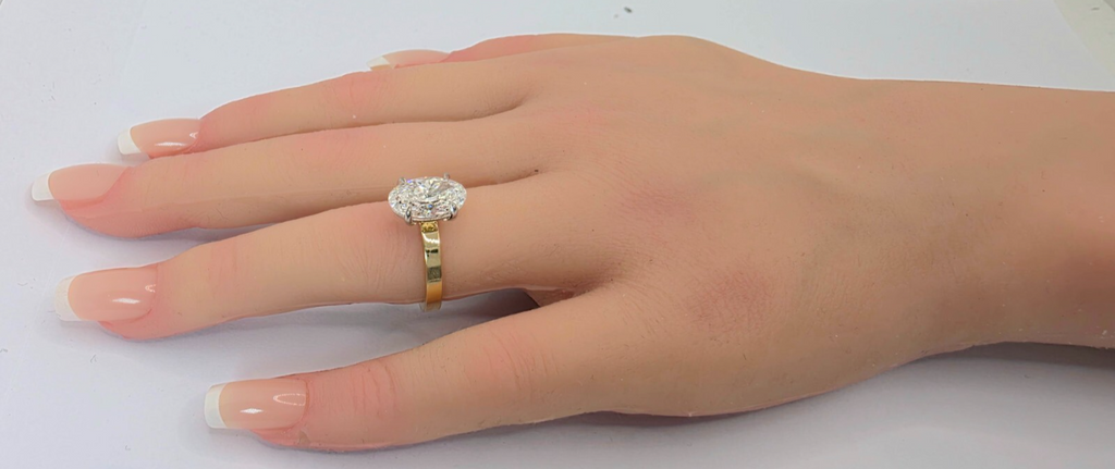 3.00 Ct D VS1 Solitaire Oval Lab Grown Diamond Ring IGI Certified 14k