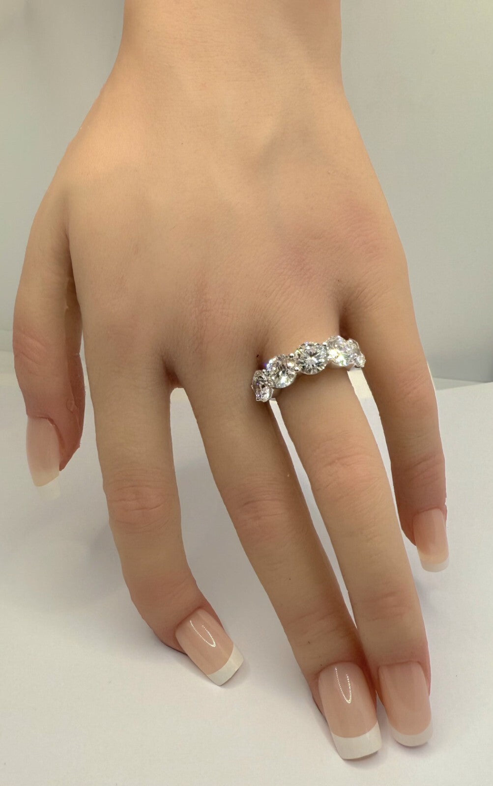 6.00 Carat 5 Stone Lab Grown Diamond Wedding Band Platinum IGI Certified