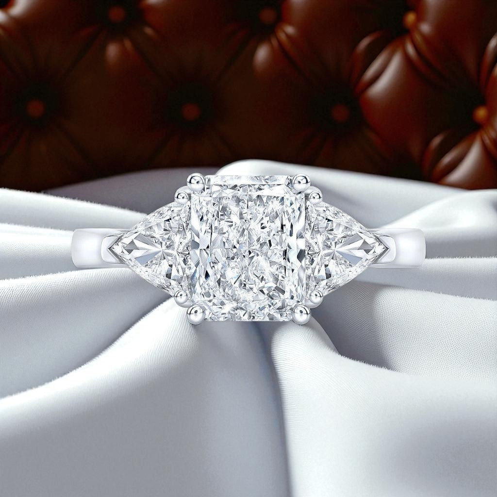 2.40 Ct D VS1 Radiant Cut Lab Grown Diamond Ring IGI Certified Platinum GIA