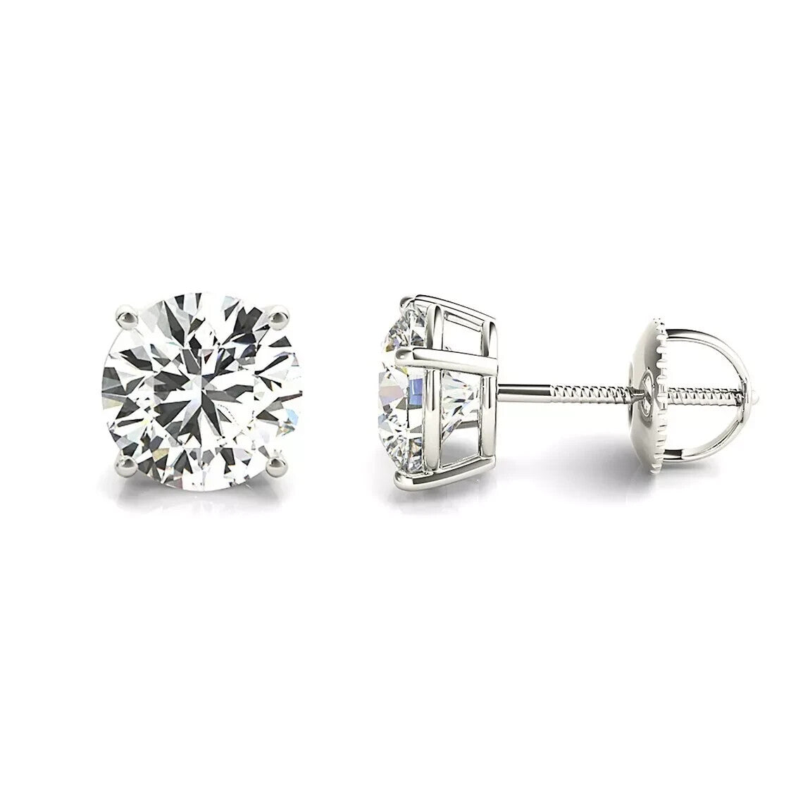 2.00 Carat IGI Certified D VS1 Lab Grown Diamond Stud Earrings 14K White Gold