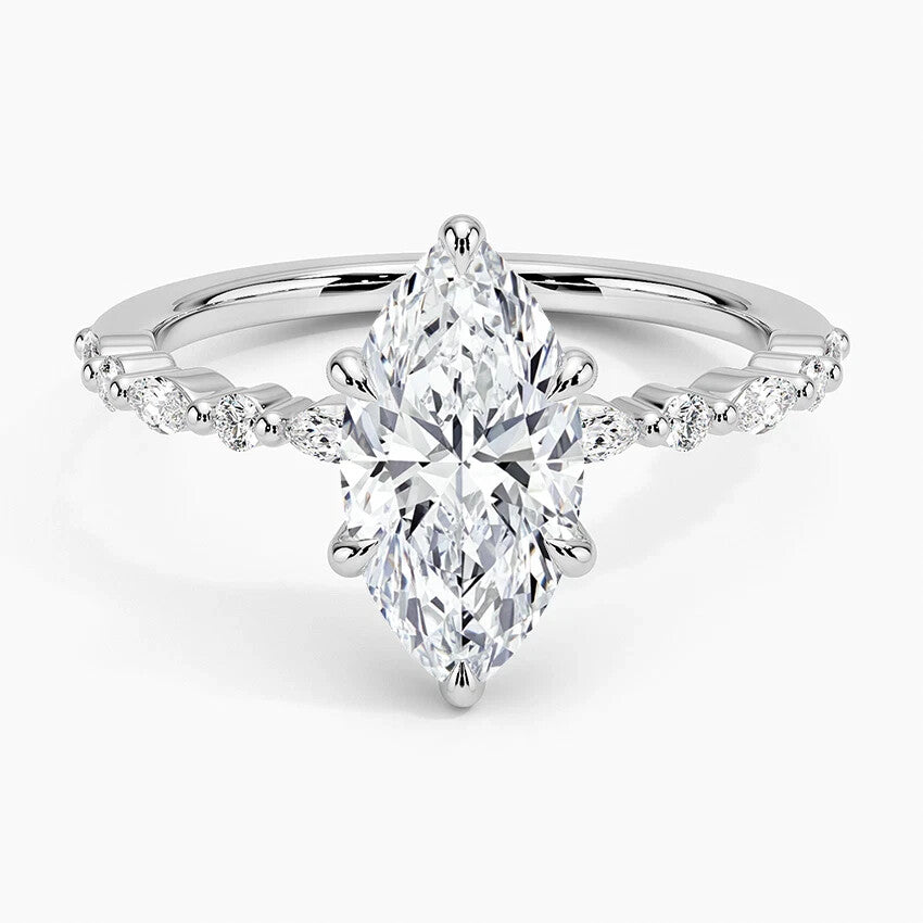 2.20 Carat Marquise Engagement Ring D VS1 Lab Diamond Platinum IGI Certified