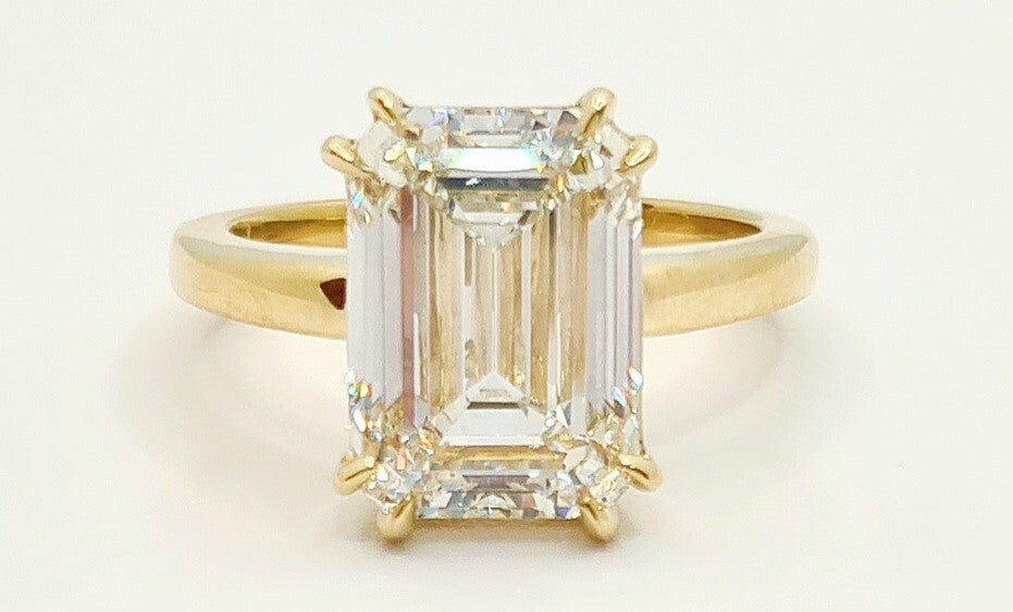 Certified 7CT H/VS1 Emerald Solitaire Diamond Engagement Ring Gold Lab Grown