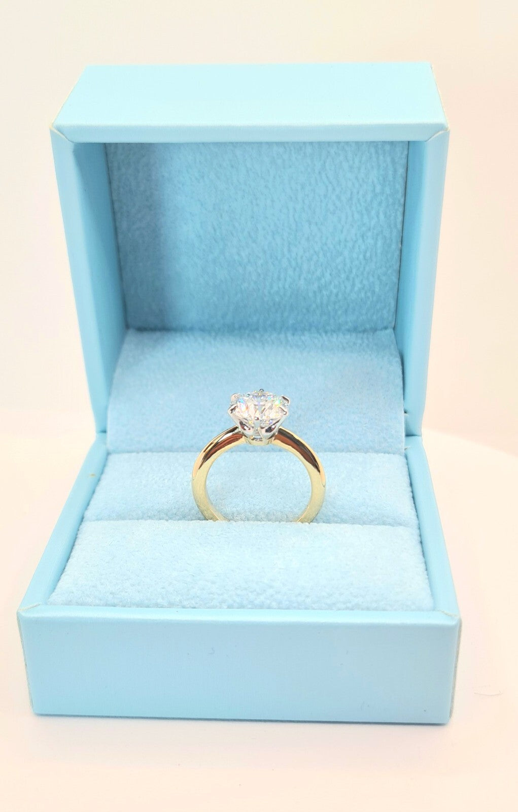 4.00 Ct E VVS2 Round 4mm Band 14k Two Tone Lab Grown Diamond Ring IGI Certified