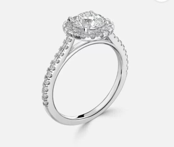 1.50 Ct E VS1 Round Diamond Engagement Ring IGI Certified Lab Grown 14k White