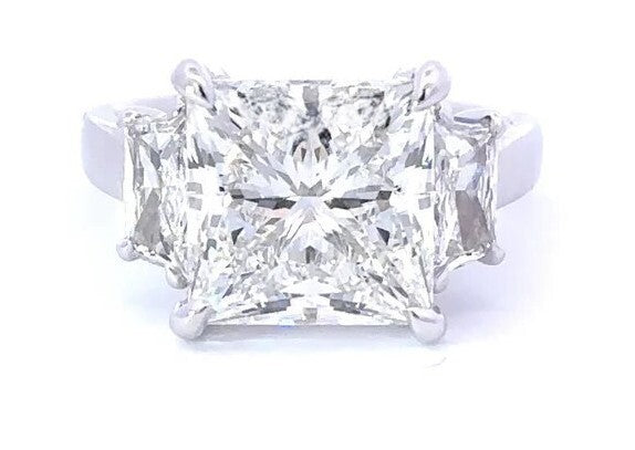 6.00 Carat Princess Diamond Three 3 Stone Ring IGI Certified Lab Grown Platinum