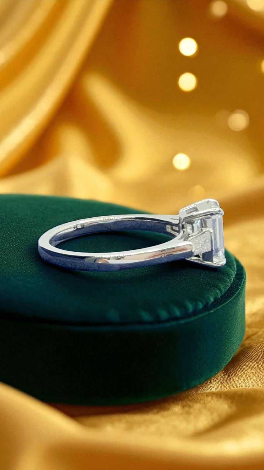 1.55 Ct GIA Authenticated E VS1 Lab Grown Emerald Cut Diamond Ring Platinum