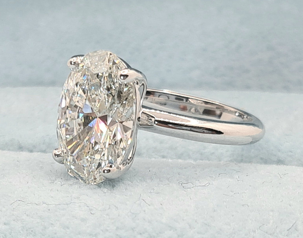4.00 Ct D VS1 Oval Lab Grown Diamond Engagement Ring IGI Certified 14k White