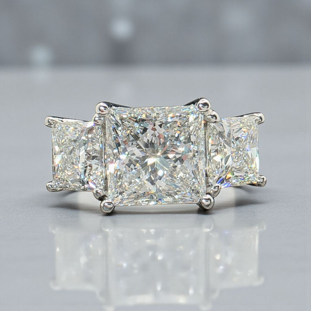 4 CT D VVS2 Lab Grown Princess Platinum Diamond Engagement Ring IGI Certified