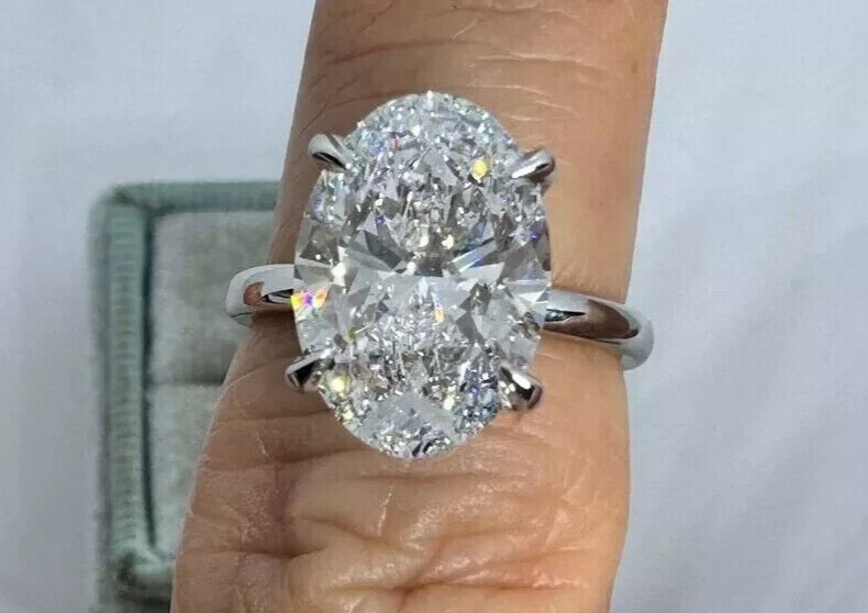 IGI Certified 5.00 Carat F VS1 Oval Lab Grown Diamond Engagement Ring 14k Gold