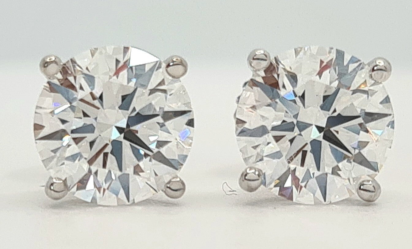 5.00 Ct E VS1 Ct Round Lab Grown Diamond Studs Screw Back Platinum IGI Certified