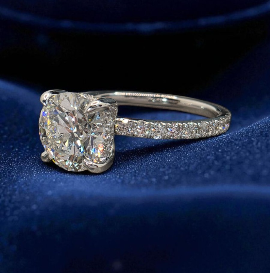 2.52 Ct D VS1 Lab Grown Round Diamond Engagement Ring IGI Certified 14k White