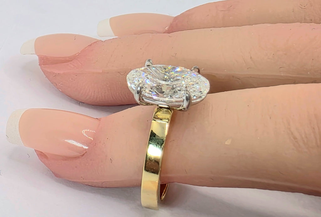 5.00 Ct D VS1 Round Solitaire Oval Lab Grown Diamond Ring IGI Certified 18k