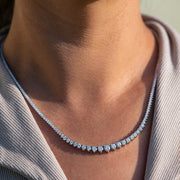 5.75 Ct Lab Grown D VS Diamond Set Women Tennis Necklace In 14k White Gold 17''
