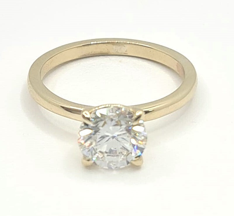 1.50 Ct F VS2 Round Solitaire 14k Yellow Lab Grown Diamond Ring IGI Certified