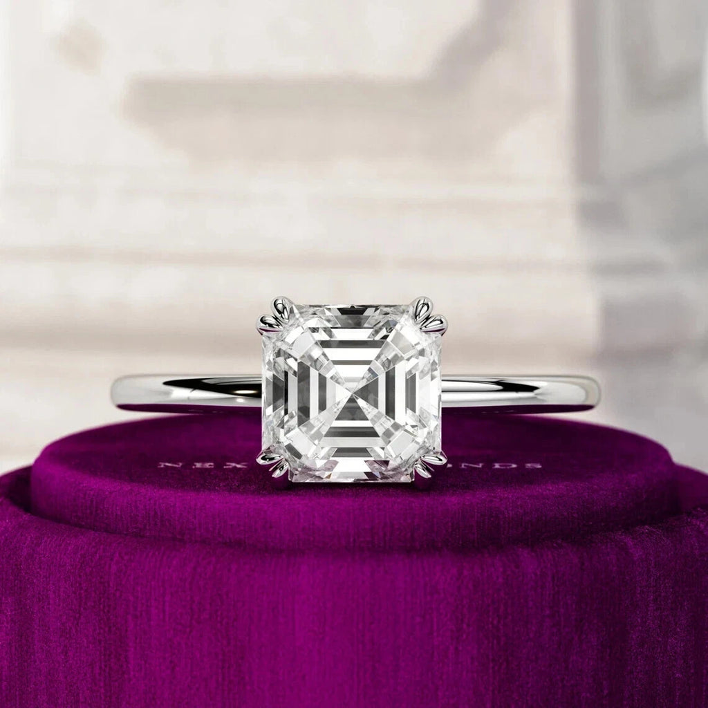 IGI 3.00 Ct Asscher Cut Lab Grown Diamond Solitaire Ring Solid 14k Gold D VS1