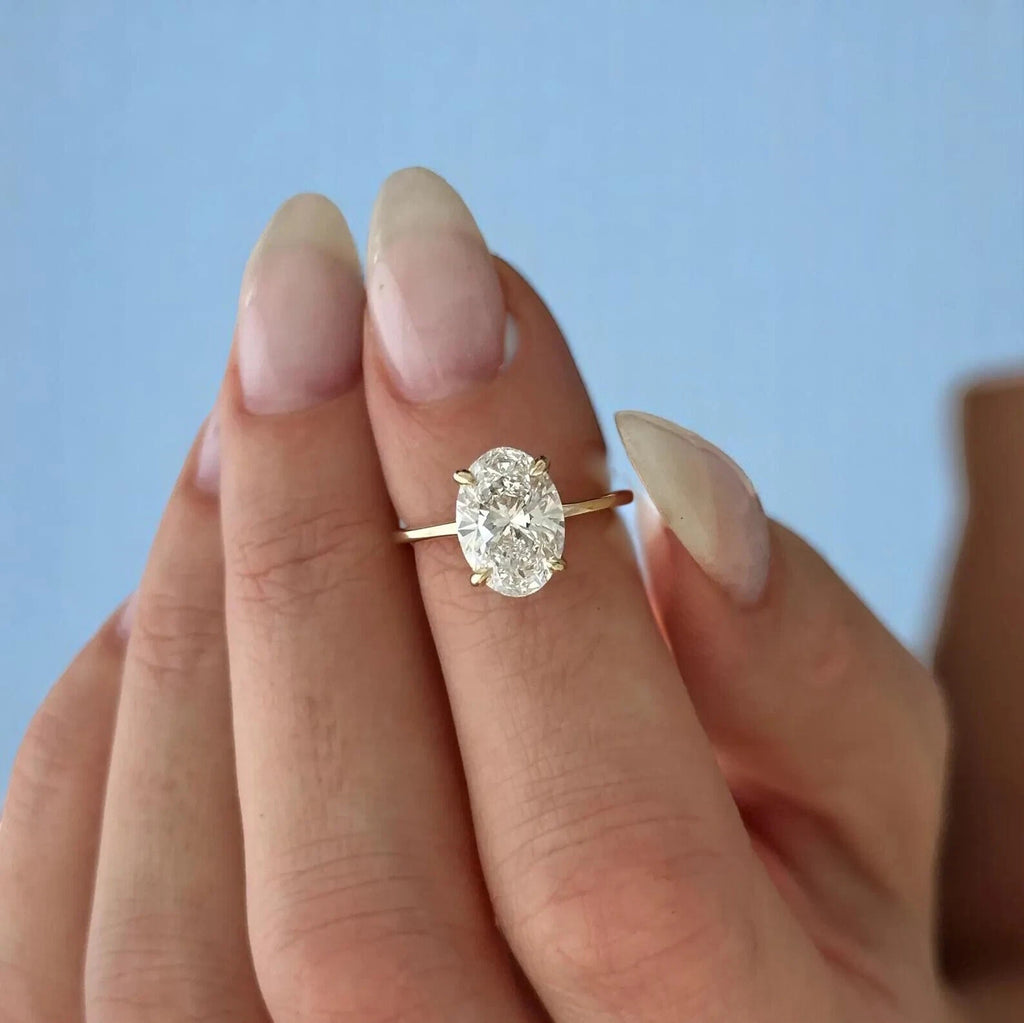 2.00 Ct D VVS2 Oval Solitaire Lab Grown Diamond Ring 14k Yellow IGI Certified