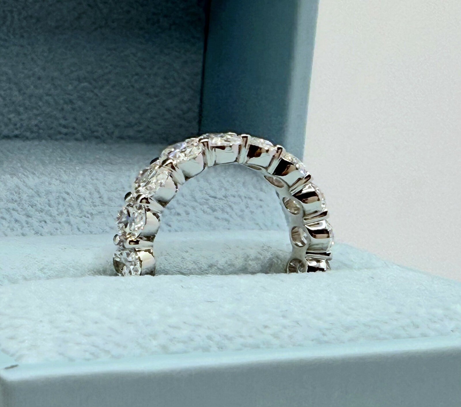 6.50 Ct Oval Lab Grown Diamond Eternity Band Ring 14k F VS GIA Authenticated