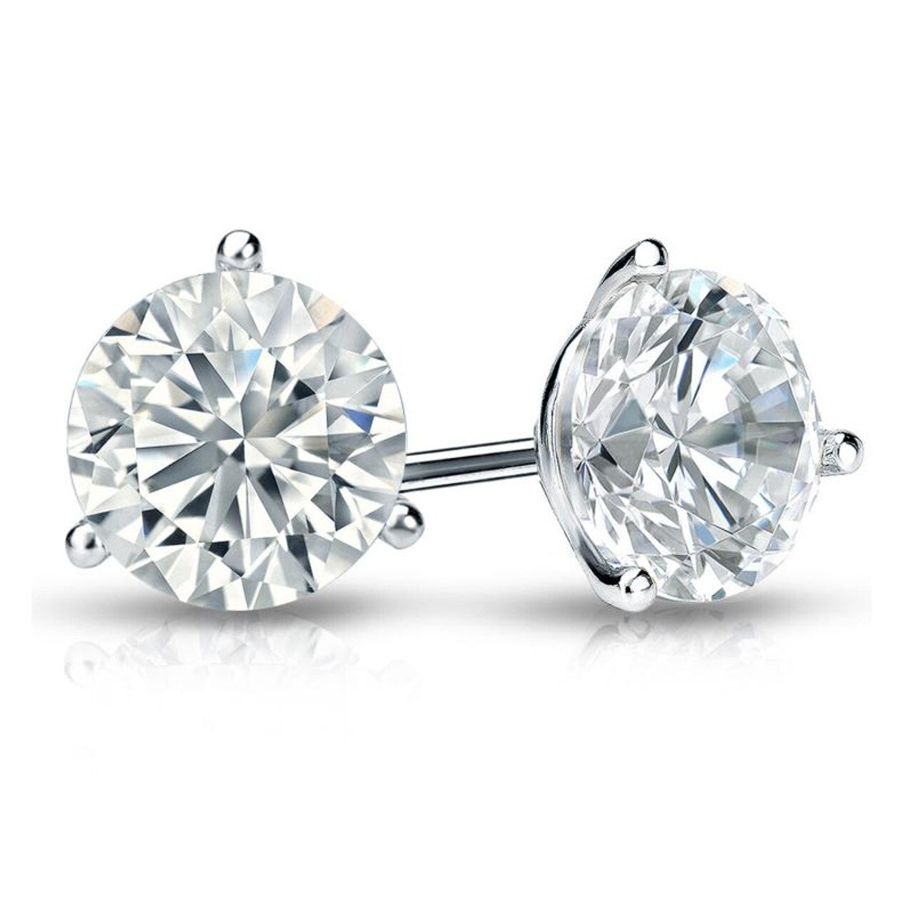 4.00 Ct IGI Certified E VS1 Lab Grown Diamond Stud Earrings 14K White Gold Screw