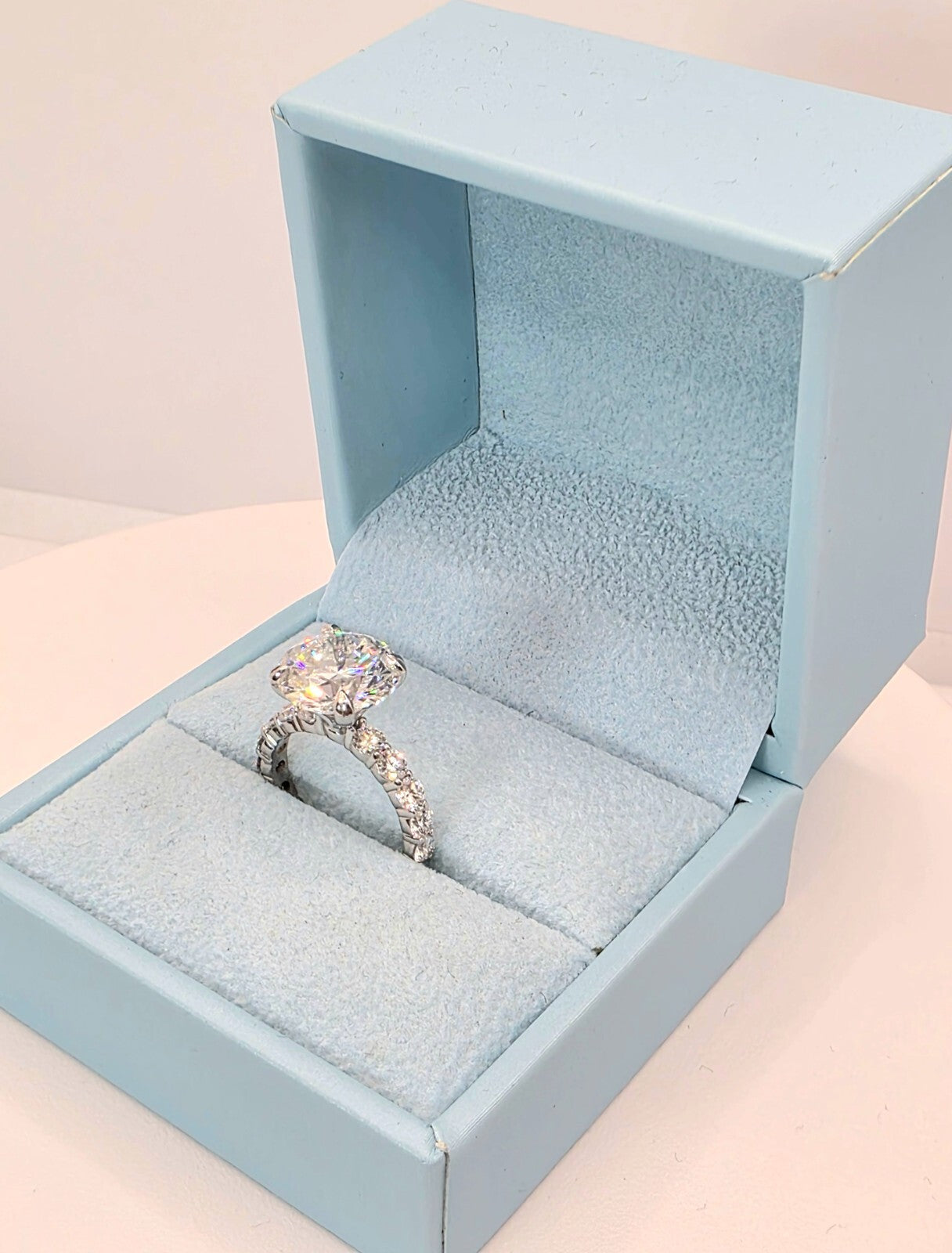 4.60 Ct D VS1 Round Diamond Engagement Ring IGI Certified Lab Grown 14k White