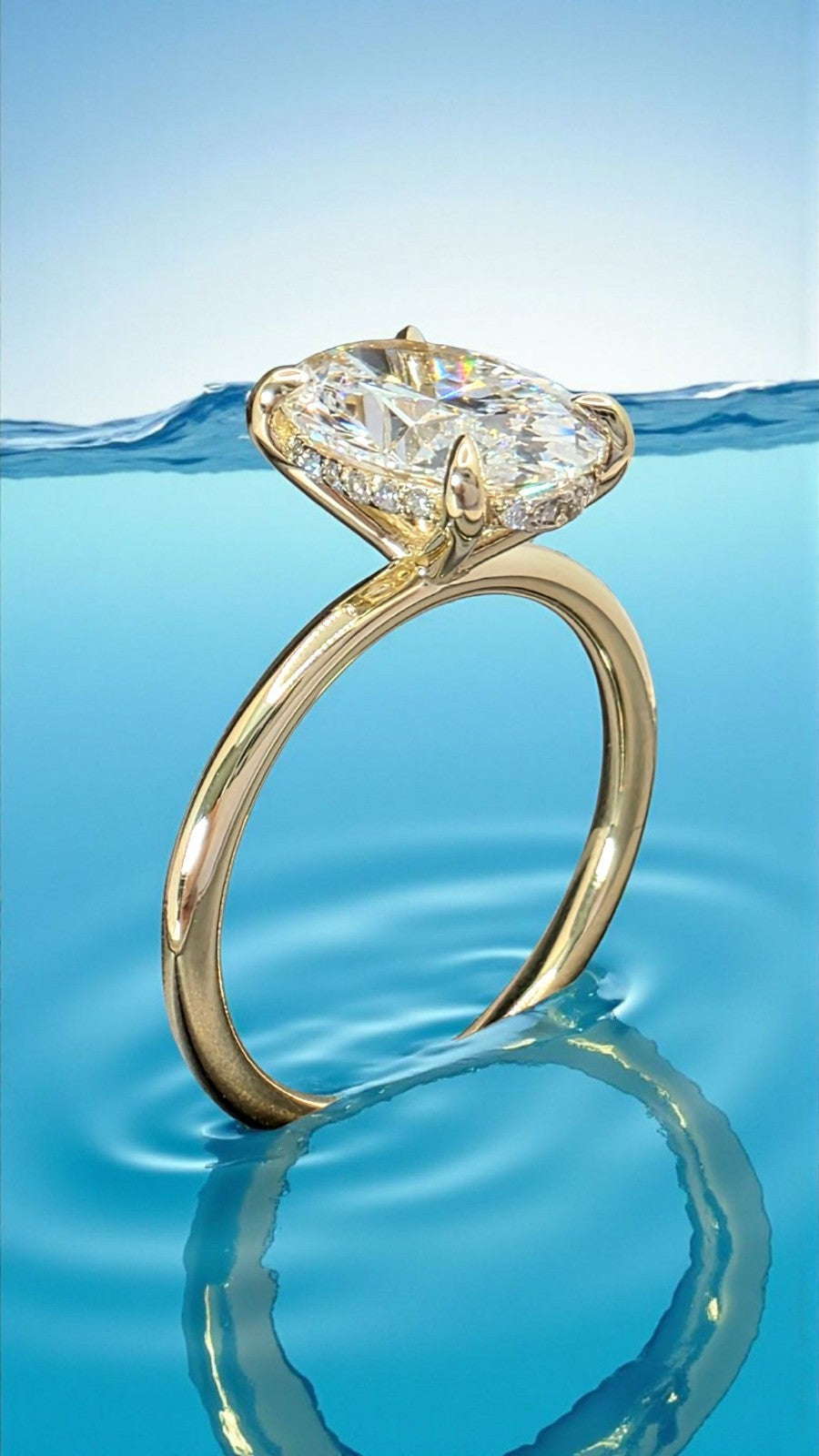 3.07 Carat D VS1 Oval Halo Lab Grown Diamond Ring 14k Yellow Gold IGI Certified