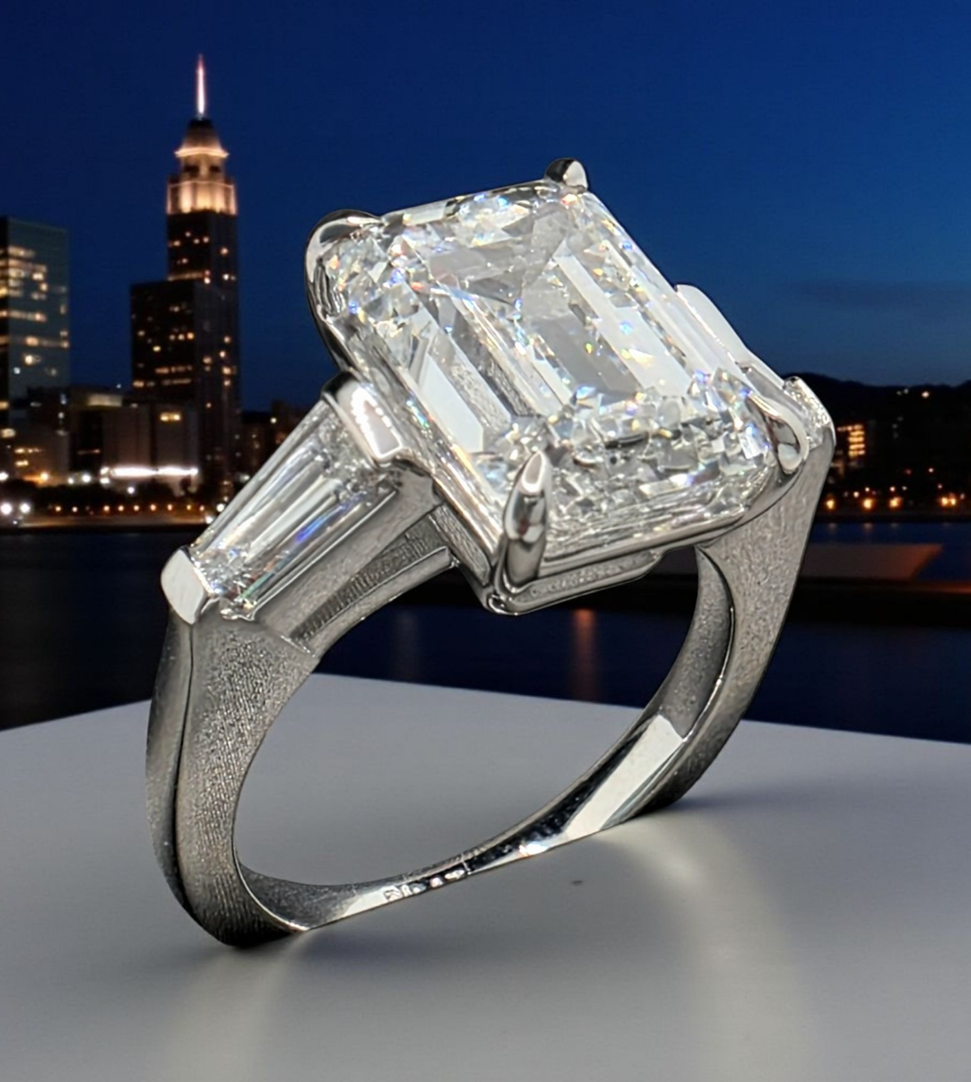 4.50 Ct D VS1 Emerald Cut Lab Grown Diamond Ring IGI Certified 14k White Gold