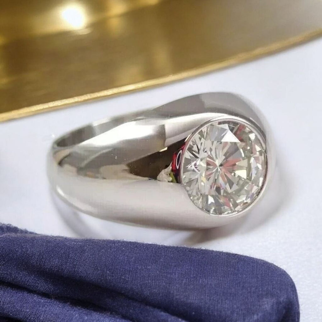 3.00 Ct D VS1 Lab Grown Round Diamond Men's Ring 14k White IGI Certified