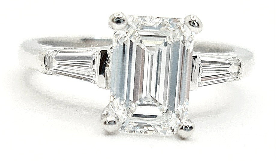 3.30 Ct Lab Grown Emerald Cut Diamond Engagement Ring IGI Certified 14k Sz 8