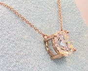 3.00 Ct F VS1 Round Lab Grown Diamond Pendant 14k Rose Gold IGI Certified