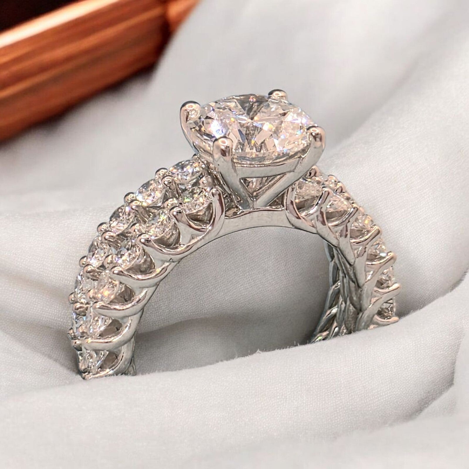 4.68 Ct D VS1 Lab Grown Diamond Engagement Ring With Band IGI Certified Diamond