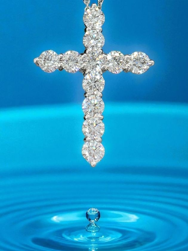 11.00 Ct Lab Grown Diamond Cross GIA Authenticated Free Shipping 14k No Chain