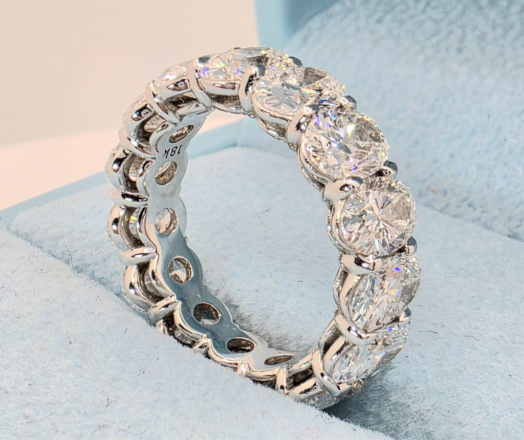 6.00 Ct Oval Lab Grown Diamond Eternity Band Ring 14k E VS GIA Authenticated