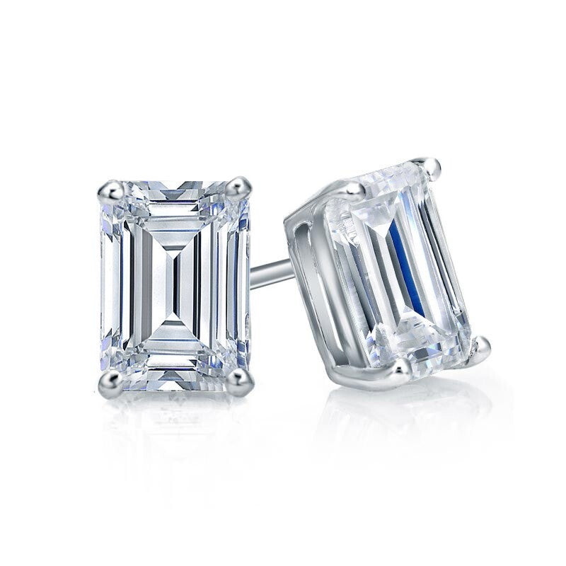 2.00 Ct IGI Certified Lab Grown Diamond Stud Earring Emerald Cut 14K White Gold