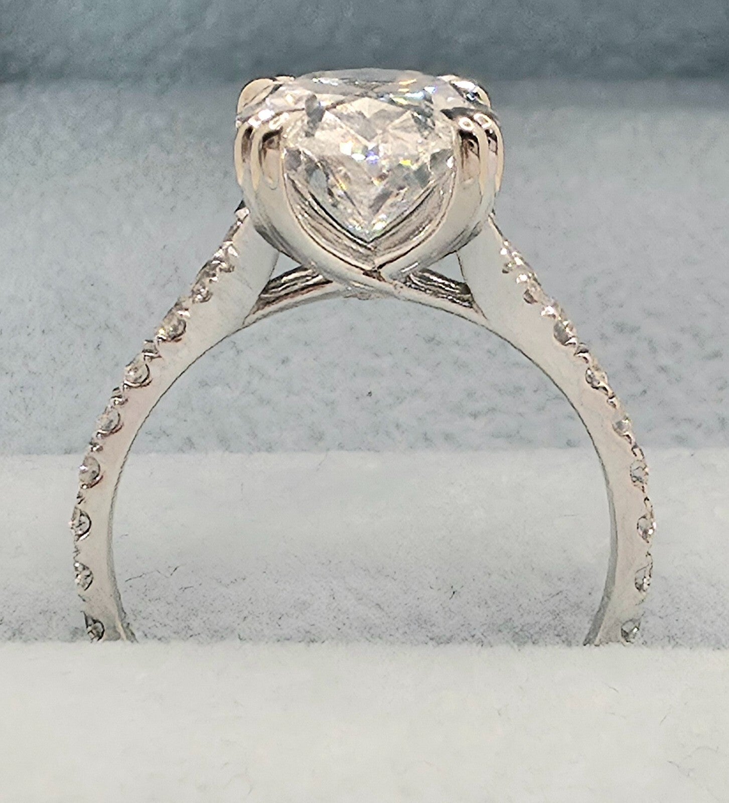 3.40 Ct E VS1 Oval Lab Grown Diamond Engagement Ring 14k White IGI Certified