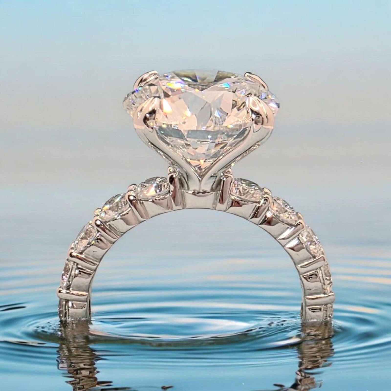 5.60 Ct D VVS2 Round Diamond Engagement Ring IGI Certified Lab Grown Platinum