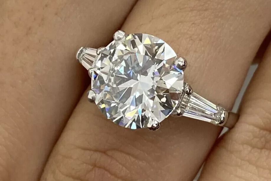 6.60 Ct F VS1  IGI Lab Grown Round Diamond Engagement Ring Round 950 Platinum