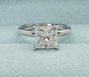 2 Ct D VVS2 Princess Cut IGI Certified Lab Grown Diamond Solitaire Ring 14k Gold